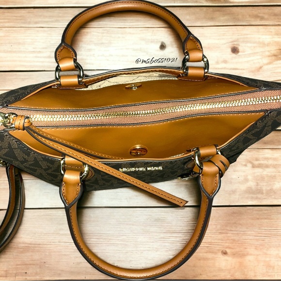 Michael Kors Austin Md Satchel + Wallet in Brown/Luggage NWT - Picture 5 of 9